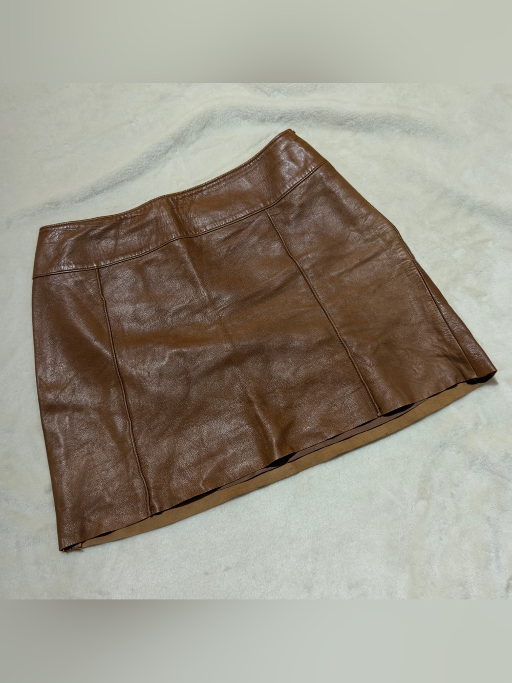 Identify| Classic Brown Faux Leather Mini Skirt